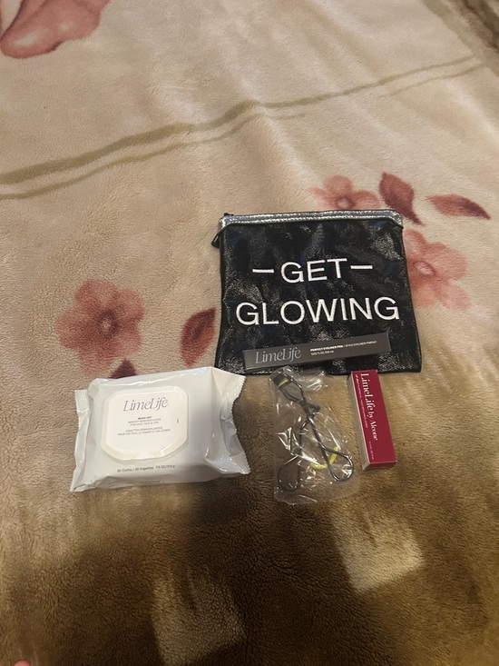 Other - GET GLOWING Black Cosmetic Bag with LimeLife Beauty Minis